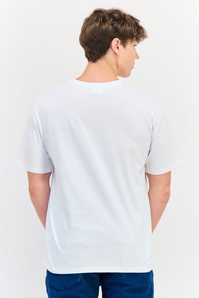 YOTO تي شيرت رجالي بأكمام قصيرة وياقة دائرية، مطبوع برسومات، أبيض - Image 3