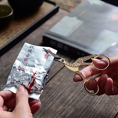 Naivete Imported Retro Gold Plated Crane Sewing Tailoring Scissors 9cm - Image 4