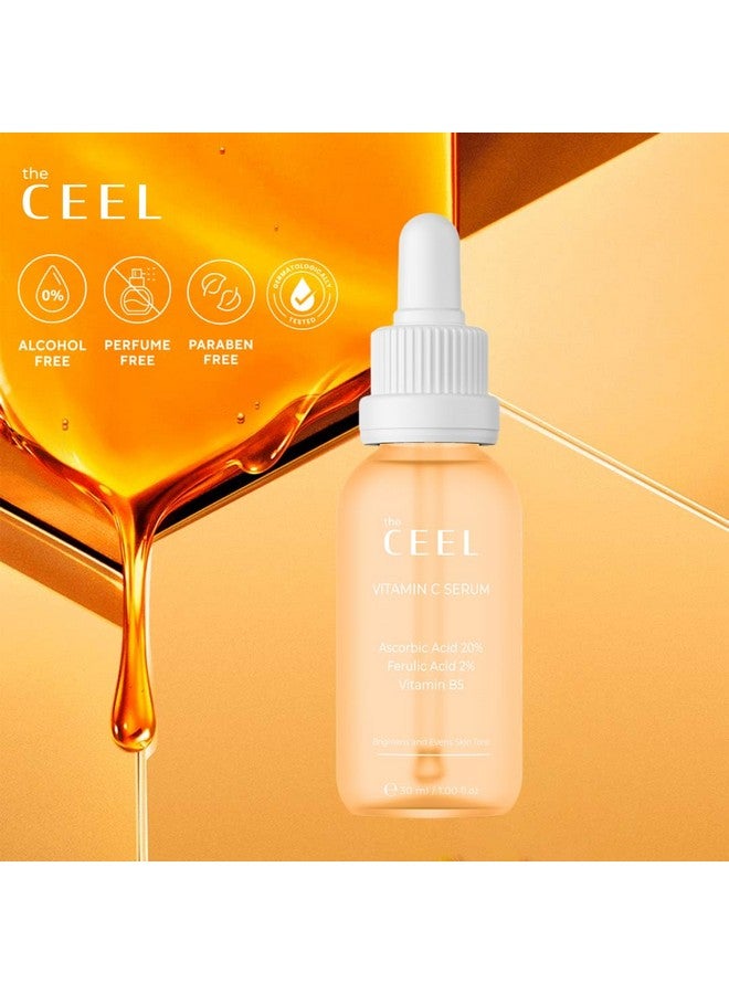 the CEEL Vitamin C Face Serum Brightening Moisturizing And Anti Aging Serum For Dark Spots Wrinkles Vitamin C Serum For Face With 20% Pure Vitamin C Ferulic Acid And Vitamin B5 1.Fl.Oz(30 Ml) - Image 4