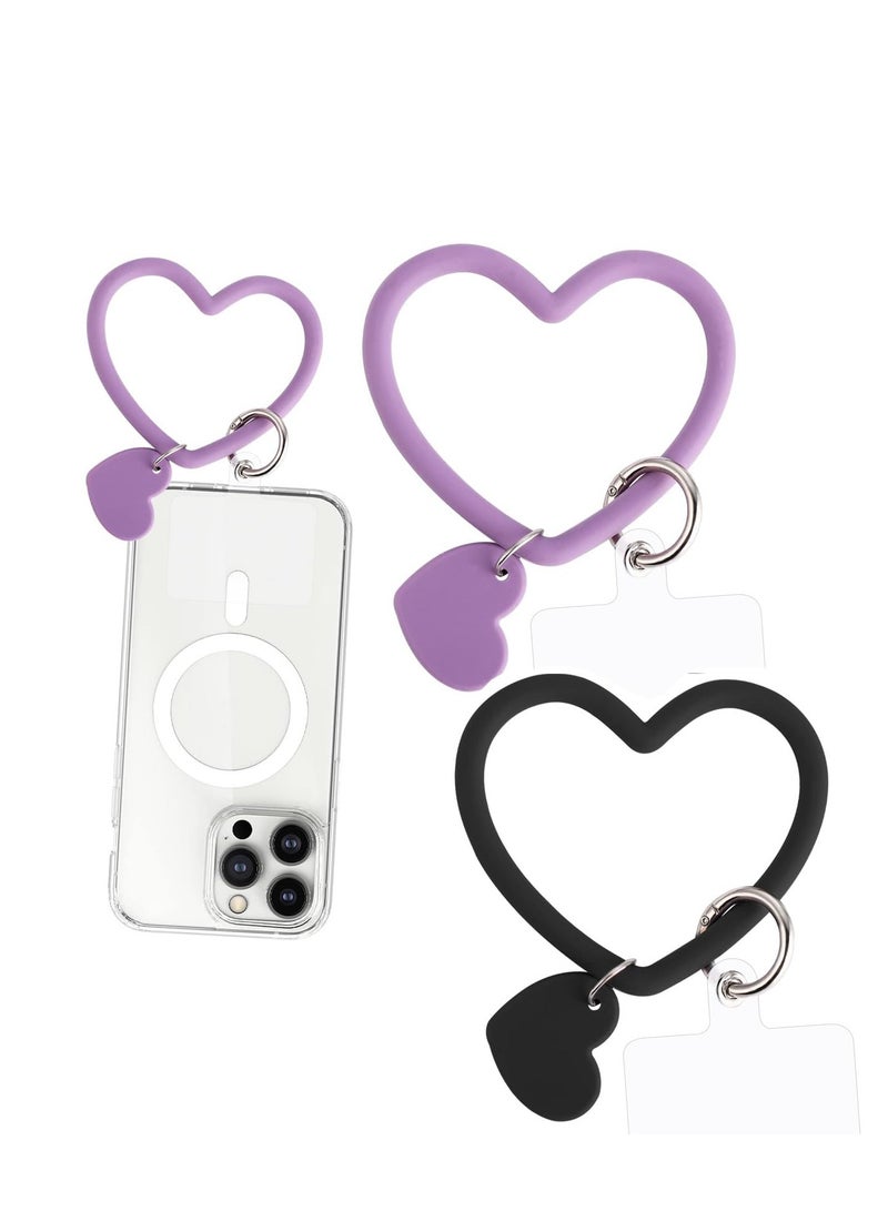 Heart Loop Phone Lanyard with Key Chain Holder, Versatile & Comfortable Smartphone Wrist Strap, Ideal for Outdoor Activities, Compatible with Most Smartphones, 4packs Back Patch Included - Image 1