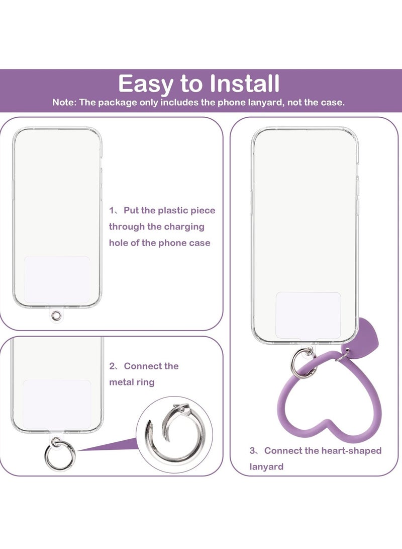 Heart Loop Phone Lanyard with Key Chain Holder, Versatile & Comfortable Smartphone Wrist Strap, Ideal for Outdoor Activities, Compatible with Most Smartphones, 4packs Back Patch Included - Image 3
