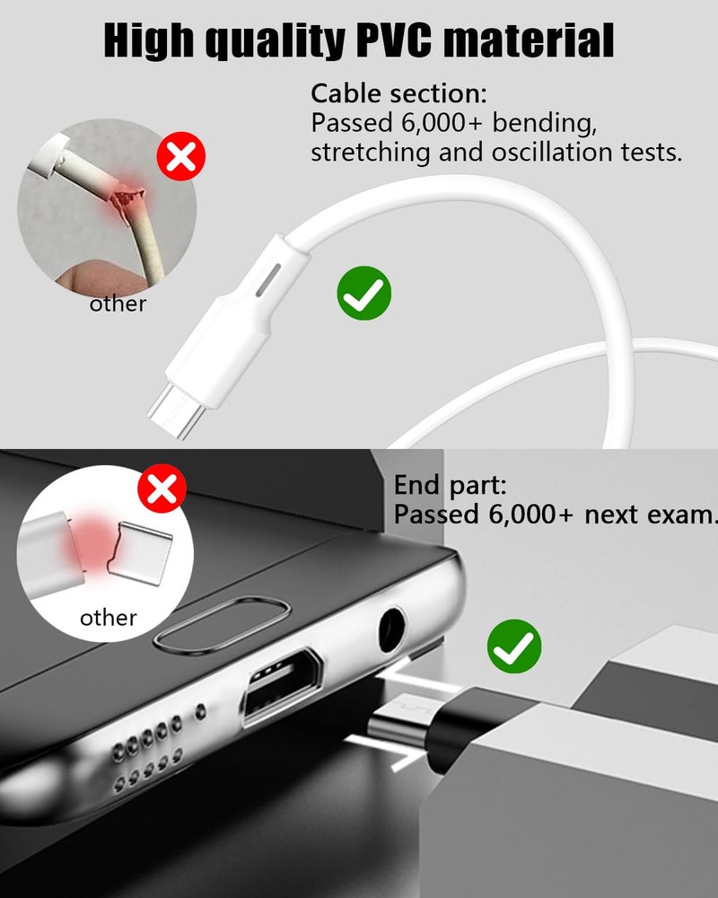 شيتيك SCHITEC 8 عبوات (3 قدم/1 متر) كابلات Micro USB، سلك USB إلى Micro لأندرويد شاحن عالي السرعة 2.4 أمبير من PVC لأجهزة Samsung Galaxy S6 S7 S4 S3 S2 J1 Note 2، HTC، Kindle، Moto G5 (Micro، 8 عبوات [2 لون]، 1 متر) - Image 5