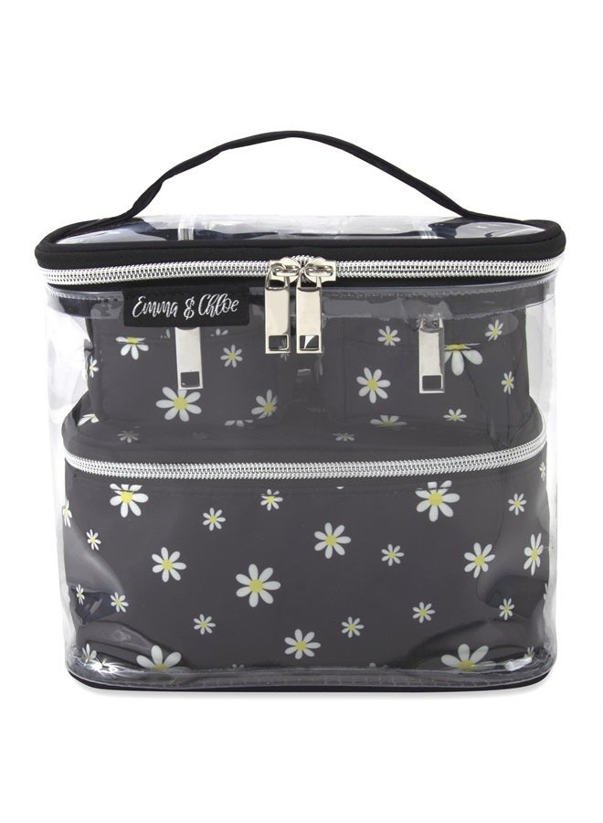 Emma & Chloe 4 Piece Cosmetic Toiletry Bag Set, Waterproof Home, Travel Cosmetic Train Case Makeup Bags for Women with Zipper (Return to Paris) - Image 2