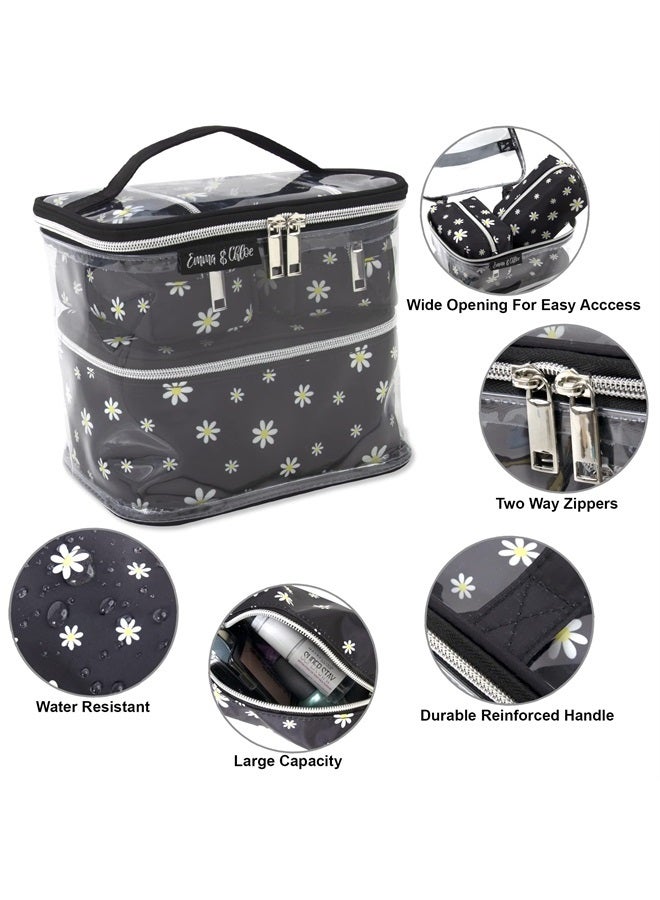 Emma & Chloe 4 Piece Cosmetic Toiletry Bag Set, Waterproof Home, Travel Cosmetic Train Case Makeup Bags for Women with Zipper (Return to Paris) - Image 1