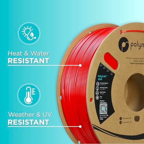 Polymaker ASA Filament 1.75mm Red, 1kg ASA 3D Printing Filament, Heat & Weather Resistant - ASA 3D Printer Filament Perfect for Printing Outdoor Functional Parts - Image 5