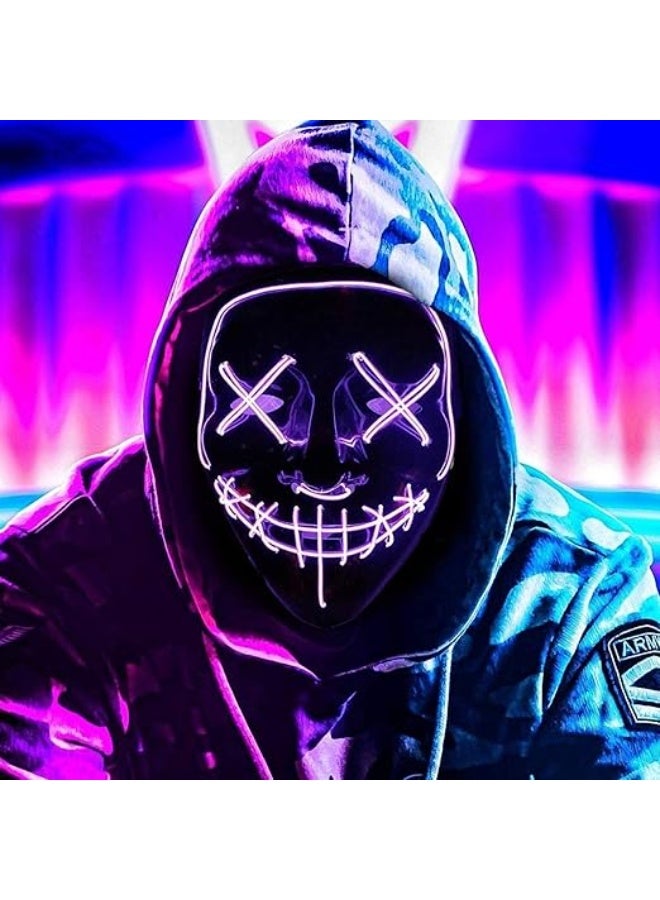 قناع وجه LED للهالوين قناع مضيء LED للتنكر، أقنعة الهالوين للرجال والنساء والأطفال - Image 1