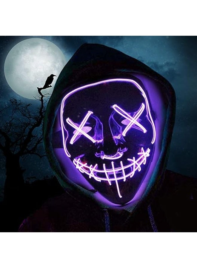 قناع وجه LED للهالوين قناع مضيء LED للتنكر، أقنعة الهالوين للرجال والنساء والأطفال - Image 2