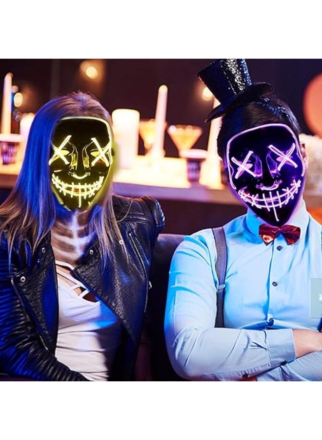 قناع وجه LED للهالوين قناع مضيء LED للتنكر، أقنعة الهالوين للرجال والنساء والأطفال - Image 3