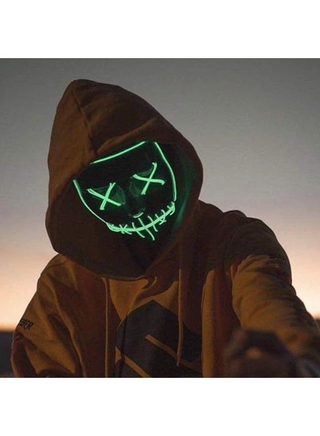 قناع وجه LED للهالوين قناع مضيء LED للتنكر، أقنعة الهالوين للرجال والنساء والأطفال - Image 4