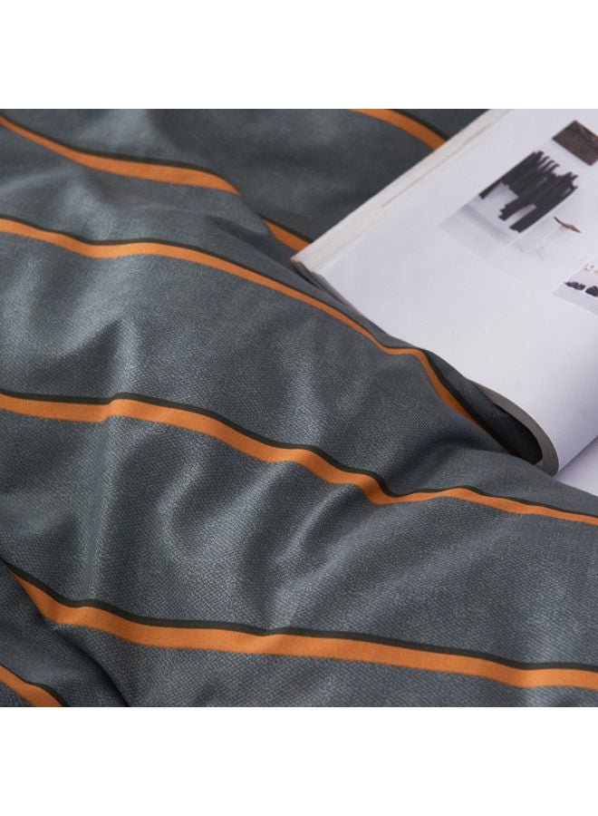 NIBEMINENT 4-Piece Daylight Allure Design Bedding Set Polyester Grey/Orange Duvet Cover (150x200) cm, Bed Sheet (160x220) Pillow (48x75)cm - Image 5