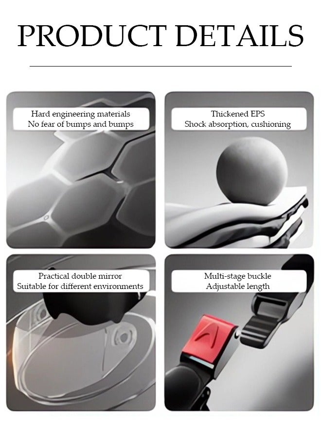 DUNISO Full face motorcycle helmet, lightweight, collision resistant, breathable lining motorcycle helmet, cool riding equipment Four season racing helmet, suitable for both men and women, black - Image 4