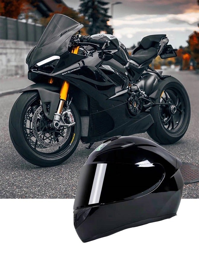 DUNISO Full face motorcycle helmet, lightweight, collision resistant, breathable lining motorcycle helmet, cool riding equipment Four season racing helmet, suitable for both men and women, black - Image 1