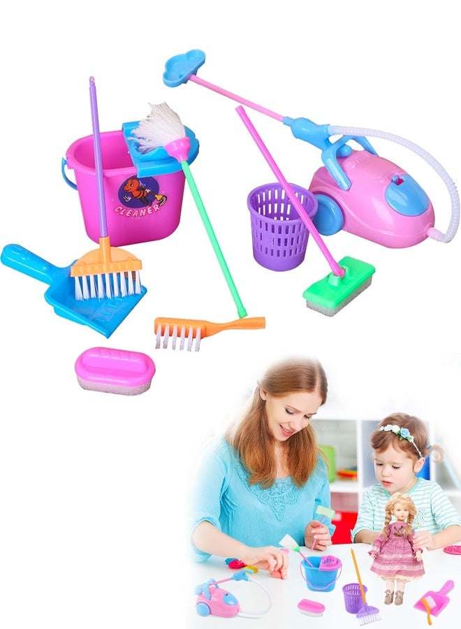 Miniature Mop Dust Pan, Brush, Broom, Bucket Doll Housework Cleaning Supplies Tools Set Dollhouse Furniture Decoration Accessories for 7-11.5 inch Dolls Accessories - Image 1