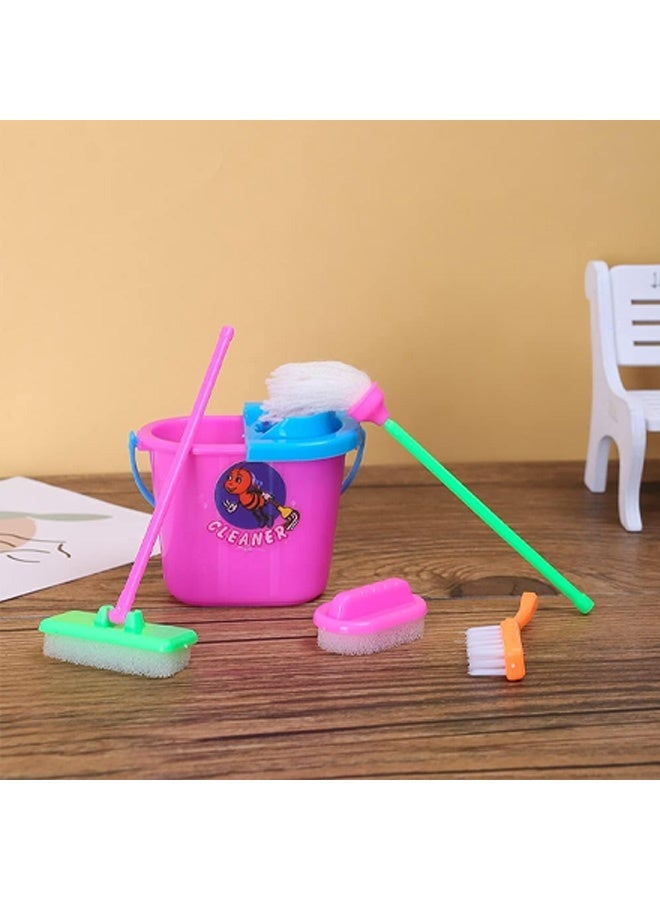 Miniature Mop Dust Pan, Brush, Broom, Bucket Doll Housework Cleaning Supplies Tools Set Dollhouse Furniture Decoration Accessories for 7-11.5 inch Dolls Accessories - Image 3