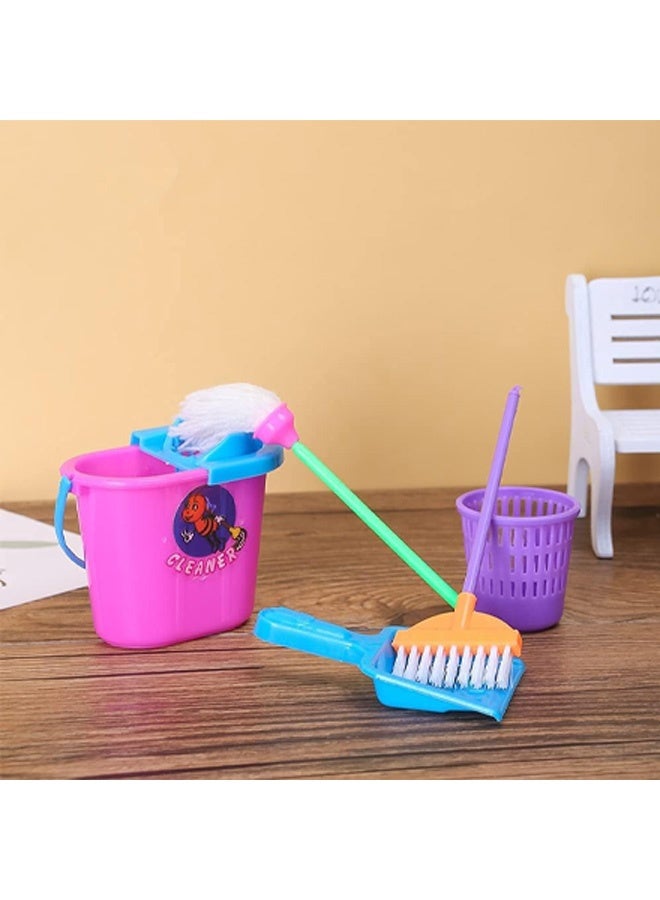 Miniature Mop Dust Pan, Brush, Broom, Bucket Doll Housework Cleaning Supplies Tools Set Dollhouse Furniture Decoration Accessories for 7-11.5 inch Dolls Accessories - Image 2