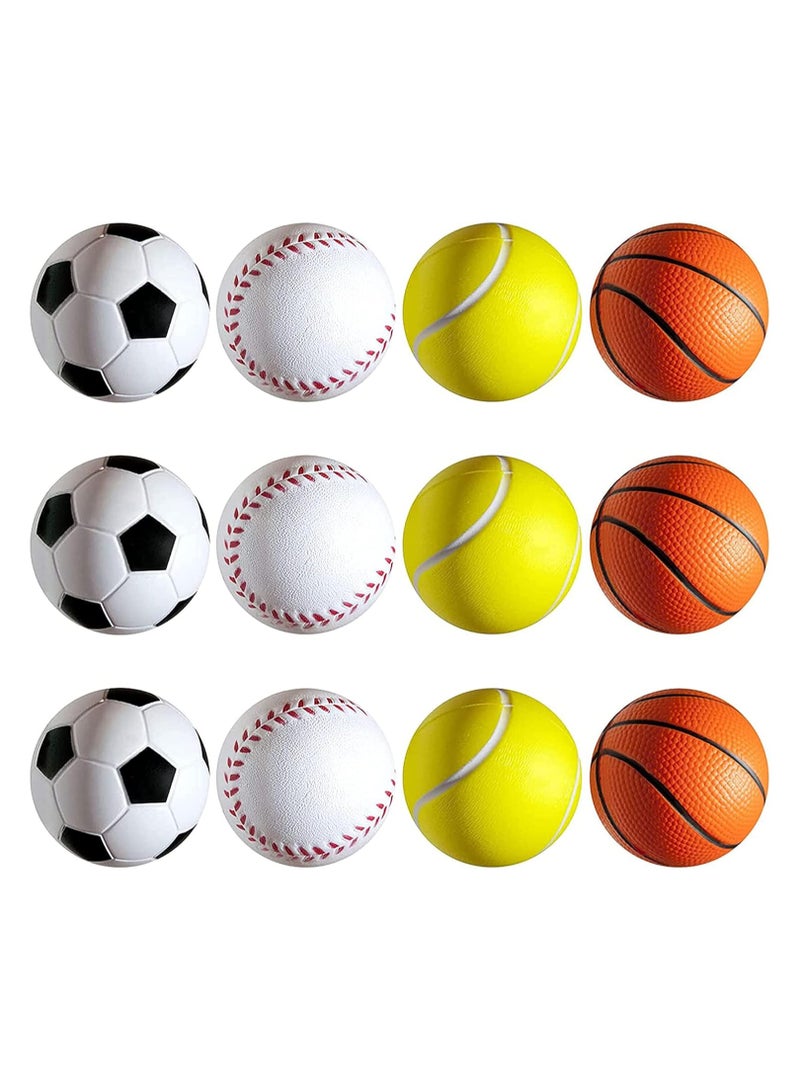 فيتاشيلي كرات قدم للضغط قابلة للضغط بألوان متنوعة - كرات ممتازة مضادة للتوتر لتخفيف التوتر - أدوات للاسترخاء، ألعاب فيدجيت، هدايا الحفلات، جوائز الكرنفال (12 حزمة و4 ألوان) - Image 1