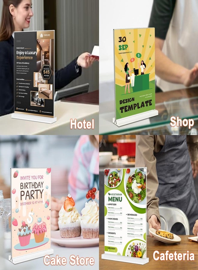 KOOLDE Acrylic Sign Holder 8.5x11 Inches 2 Pack T Shape Desktop Display Stand Vertical Double Sided Clear Table Menu Flyer Holder for Restaurants, Office, Shop, Wedding - Image 3