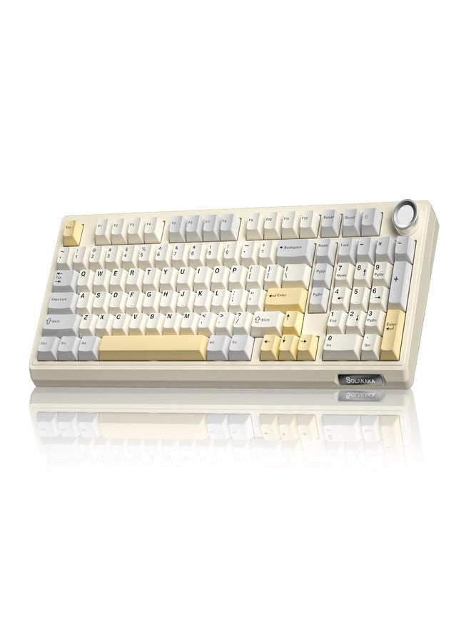 SOLAKAKA KI99 Pro 96% Wireless Mechanical Gaming Keyboard, Creamy Keyboard with Number Pad, Hot-Swappable Pre-Lubed Switches, Gasket Structure RGB Keyboards for Gamer/PC/Laptop(Beige White) - Image 1