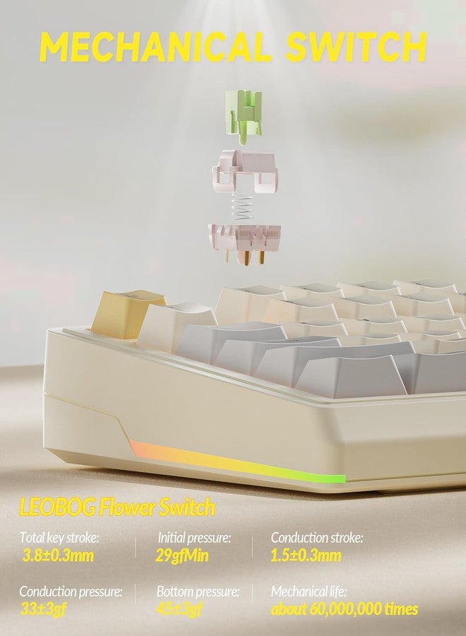 SOLAKAKA KI99 Pro 96% Wireless Mechanical Gaming Keyboard, Creamy Keyboard with Number Pad, Hot-Swappable Pre-Lubed Switches, Gasket Structure RGB Keyboards for Gamer/PC/Laptop(Beige White) - Image 5