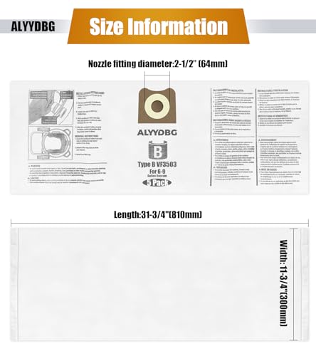 ALYYDBG For Ridgid Shop Vac bags 6-9 Gallon, ALYYDBG 5 Pack Size B VF3503 Sturdy Double Layer Vac Filter Bags - Image 5