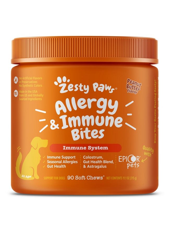 Zesty Paws - Zesty Paws Dog Allergy Relief- Dog Itching Skin Relief- Dog Probiotics for Itchy Skin and Itchy Ears- Dog Allergy Paw Relief- Dog Allergy Chews- Dog Itch Relief - Dog Skin Allergy Relief - PB - 90ct - Image 1