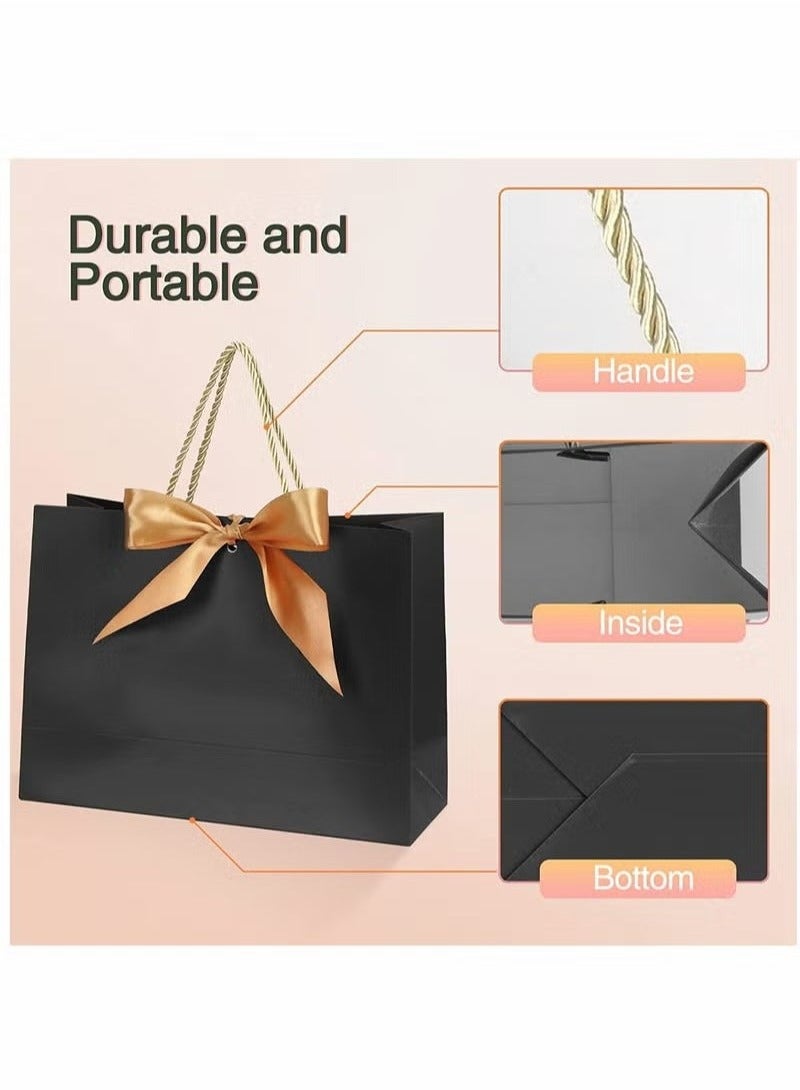 حقائب هدايا، حقائب هدايا صغيرة، بمقابض وشريط فيونكة، حقائب هدايا ورقية ملونة مقاومة للماء مقاس 11 × 3.9 × 7.8 بوصة، لاستحمام الطفل، وأعياد الميلاد، والزفاف، والحفلات، والمهرجانات، والعطلات، 6 ألوان - Image 2