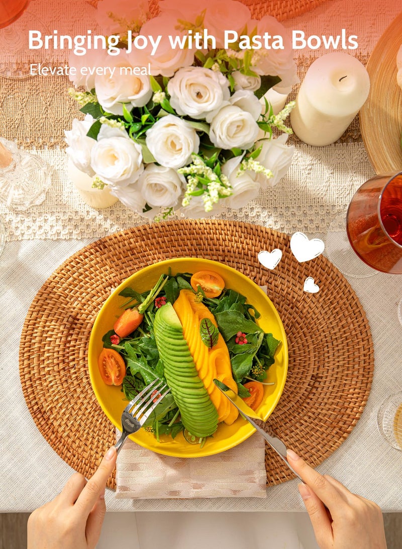 Sweese Pasta Bowls  30 Ounce Salad Serving Bowls Set of 6  8.4 Inch Porcelain Plates for Serving Dinner  Salad - Microwave Dishwasher Safe  Hot Assorted Colors - Image 3