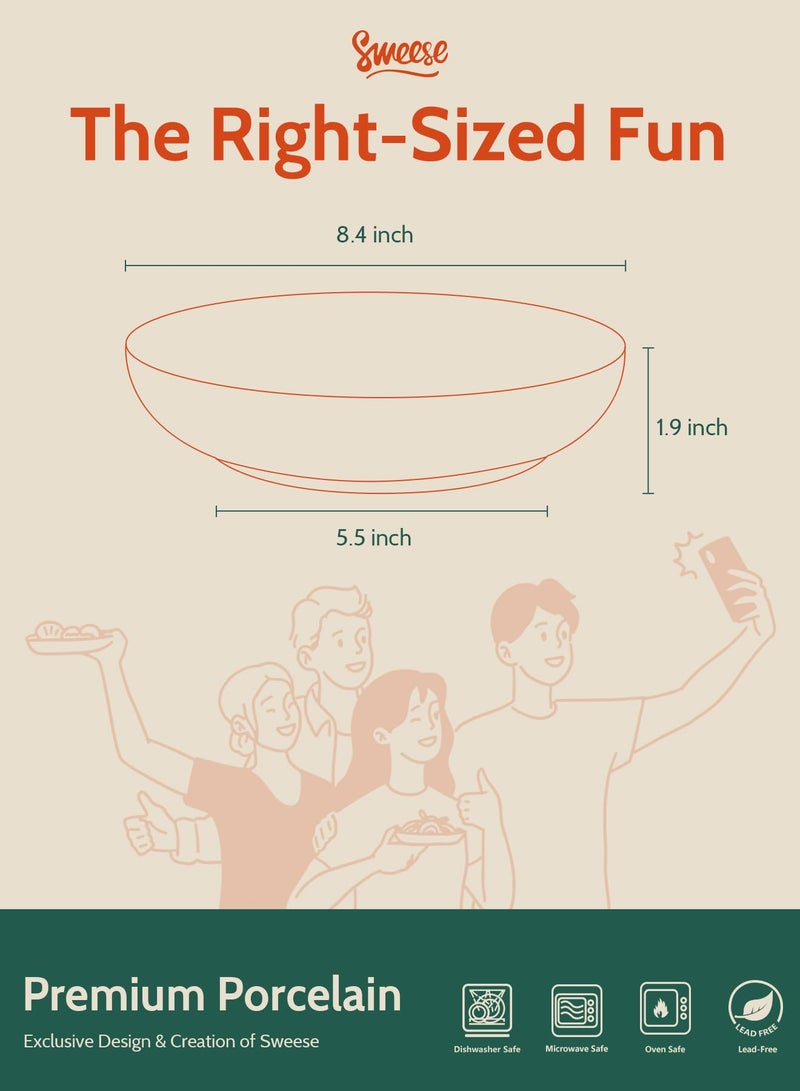 Sweese Pasta Bowls  30 Ounce Salad Serving Bowls Set of 6  8.4 Inch Porcelain Plates for Serving Dinner  Salad - Microwave Dishwasher Safe  Hot Assorted Colors - Image 2