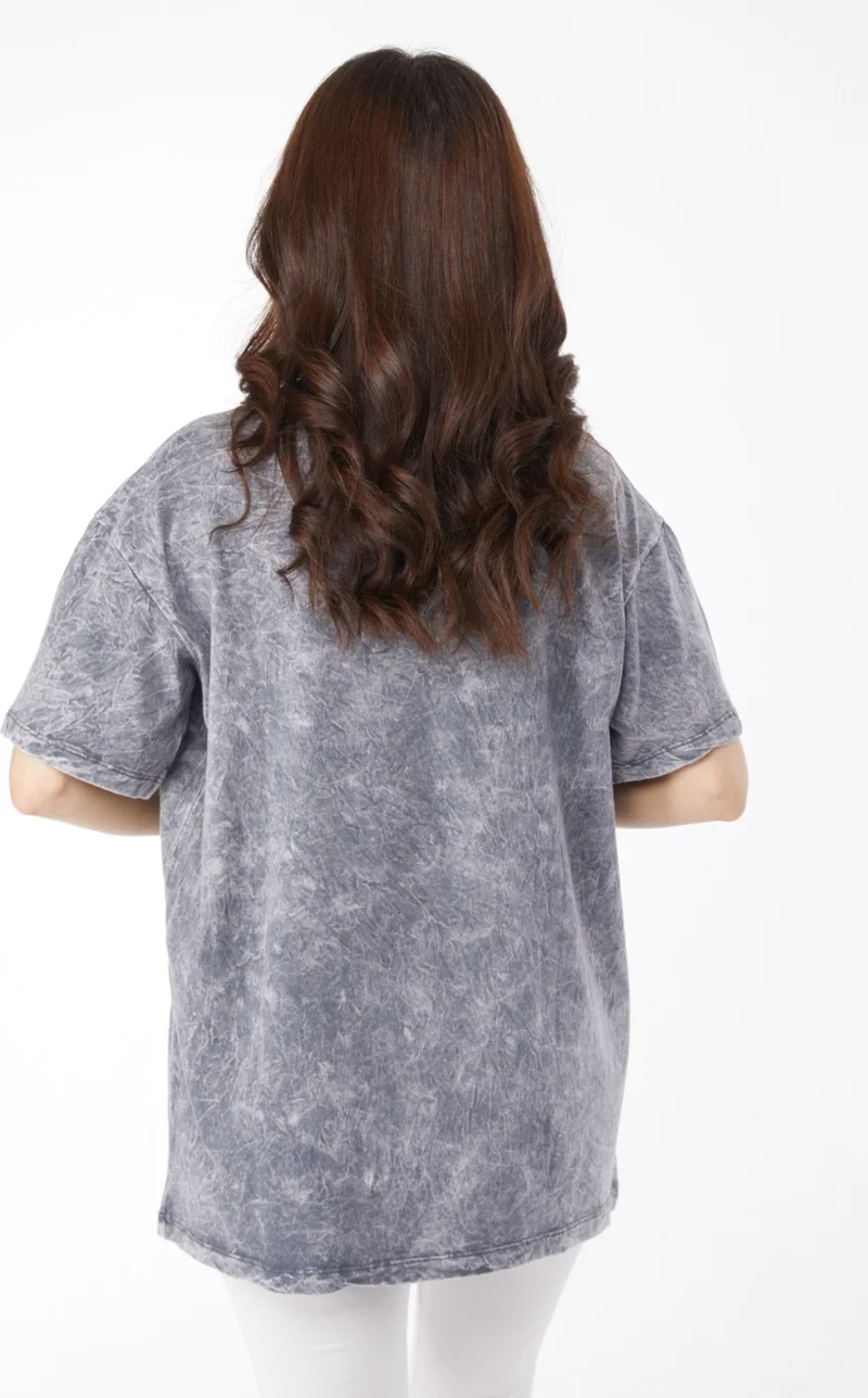 Tofisa Plain Crew Neck Women's Gray Stone Detailed T-Shirt - 25165
