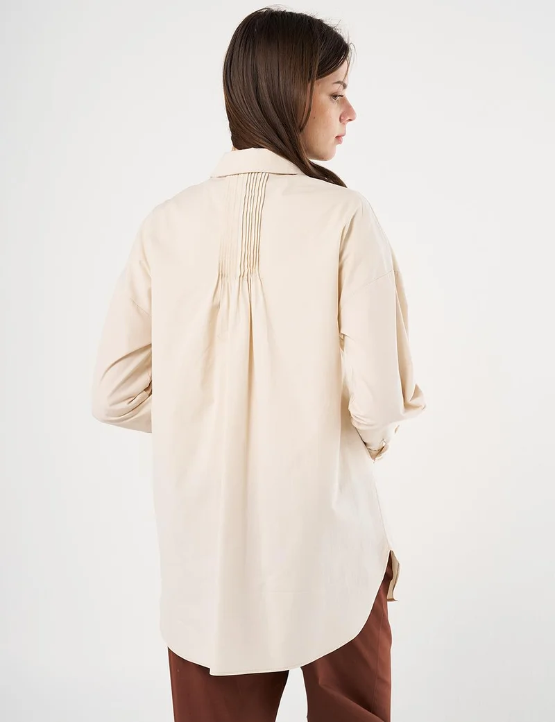 Kayra Butterfly Motif Cotton Tunic Cream