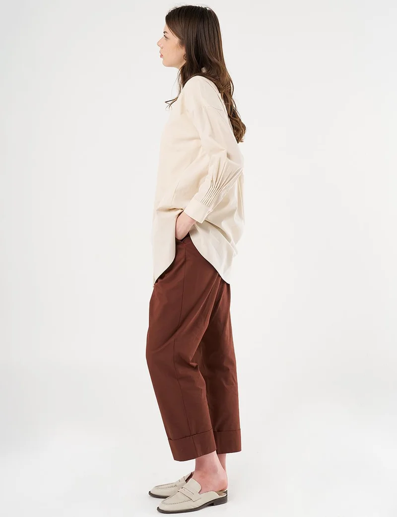 Kayra Butterfly Motif Cotton Tunic Cream