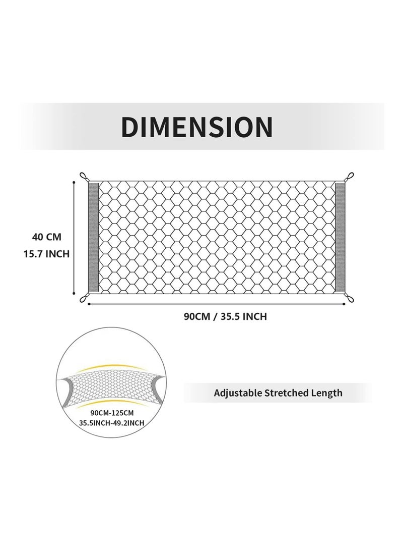 SYOSI - Universal Rear Cargo Net, Stretchable Elastic Nylon Storage Net， Adjustable Elastic Nylon Rear Trunk Cargo Storage Organizer, 35.5" x 15.7" with Hooks and Screws Fit for Car, Jeep, Suv, Truck - Image 1