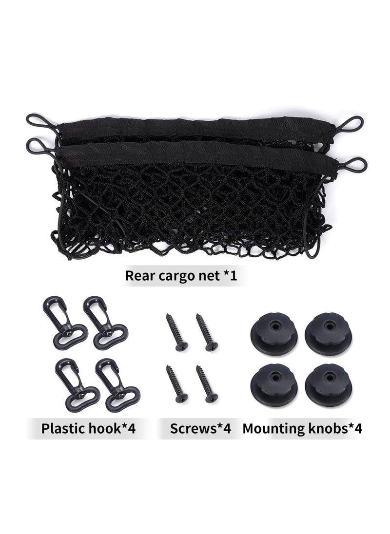 SYOSI - Universal Rear Cargo Net, Stretchable Elastic Nylon Storage Net， Adjustable Elastic Nylon Rear Trunk Cargo Storage Organizer, 35.5" x 15.7" with Hooks and Screws Fit for Car, Jeep, Suv, Truck - Image 1