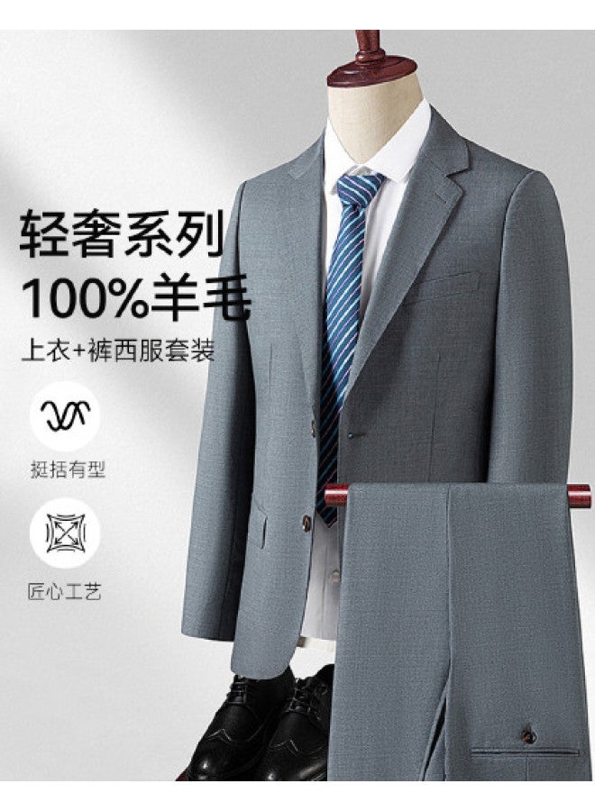Fapai Top + Pants] 100% Wool Suit Set Men's Suit Business Casual Suit 2-piece Suit Men - Image 1
