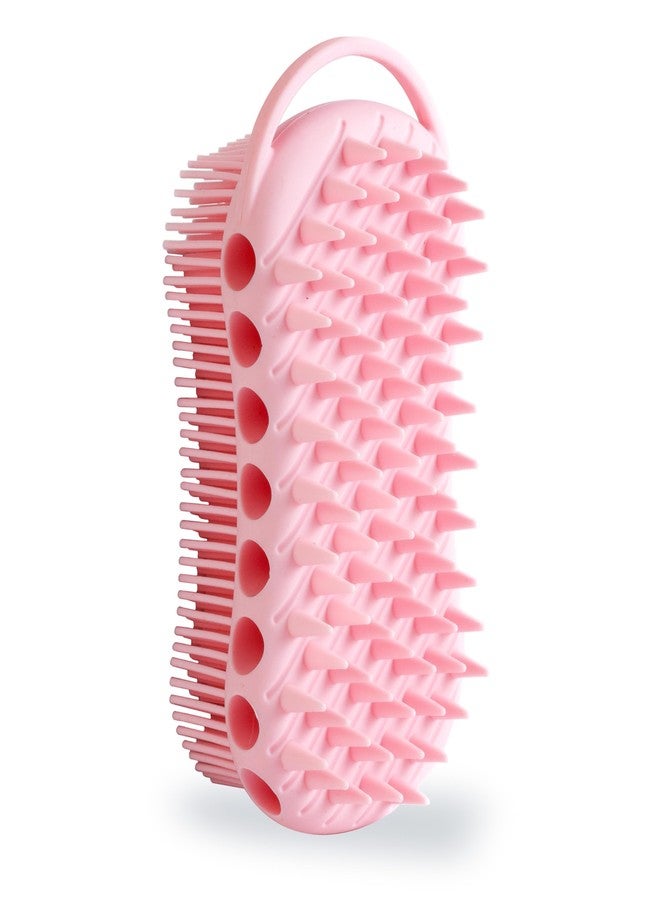 MtBoi Double-Sided Exfoliating Silicone Body Scrubber, 2-in-1 Bath Scrubber, Shampoo Brush, Silicone Loofah for All Skin Types, Shower Body Scrubber, Easy to Clean, Lather Well (Pink) - Image 1
