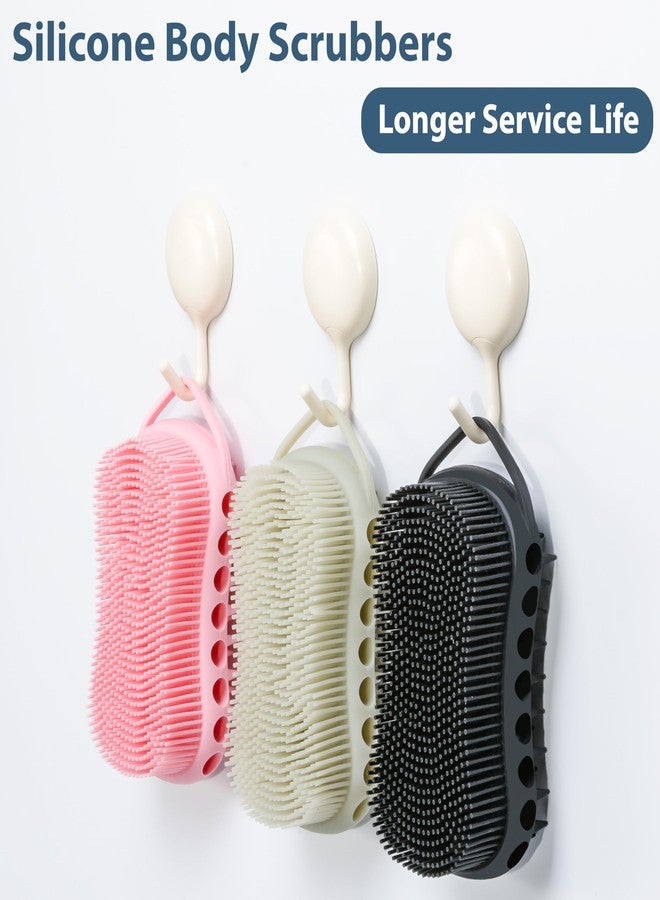 MtBoi Double-Sided Exfoliating Silicone Body Scrubber, 2-in-1 Bath Scrubber, Shampoo Brush, Silicone Loofah for All Skin Types, Shower Body Scrubber, Easy to Clean, Lather Well (Pink) - Image 2