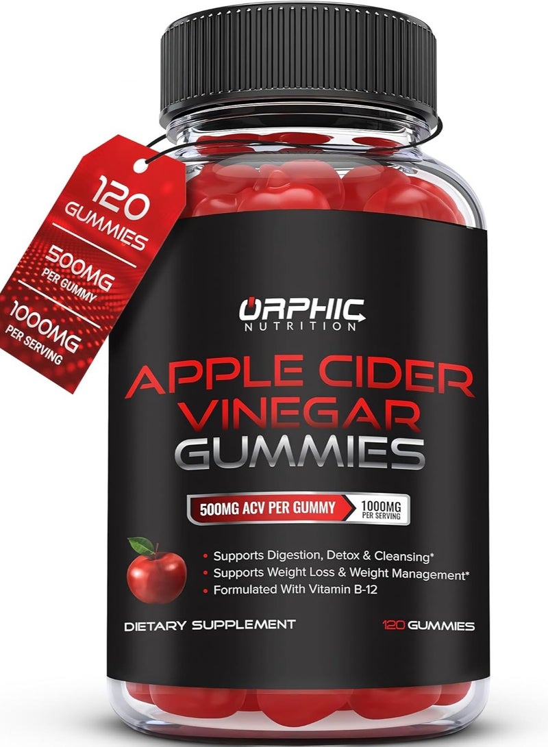 Orphic Nutrition Apple Cider Vinegar Gummies Supports Digestion, Detox & Cleansing 120 Gummies 60 Servings - Image 1