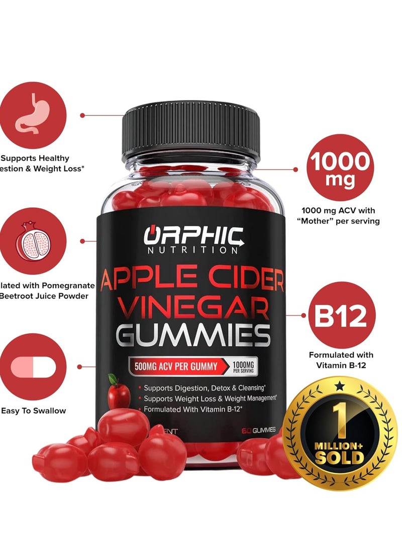 Orphic Nutrition Apple Cider Vinegar Gummies Supports Digestion, Detox & Cleansing 120 Gummies 60 Servings - Image 2
