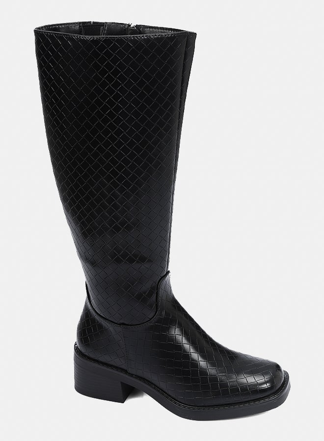 ديجافو أحذية ديجافو GPS - DVTV-040 حذاء  بنمط أسود جلد عالي الركبة للنساء - Image 1