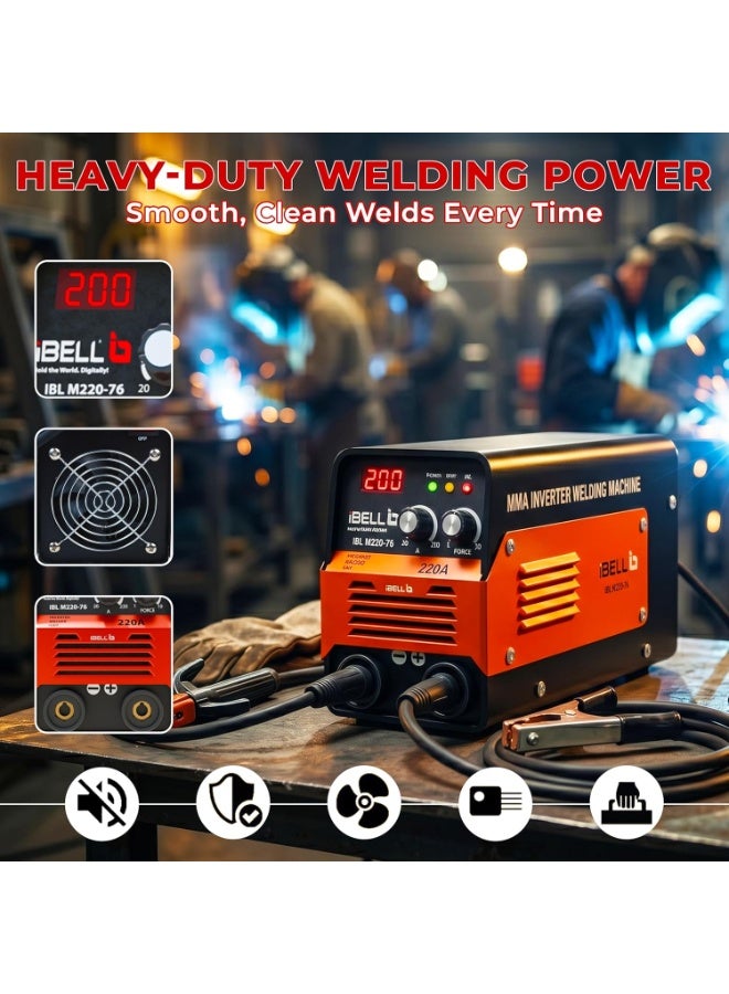 iBELL Inverter ARC Welding Machine 220A | Built-in Hot Start, Anti-Stick & Adjustable Arc Force | Heavy Duty IGBT Welder | 220V ±15% | Supports 1-5mm Electrodes - Image 3