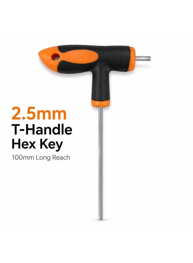 2.5mm T-Handle Hex Key, 100mm Long Shaft Allen Wrench With Comfort Grip Handle For Furniture Assembly, Bicycle Repair, DIY & Home Maintenance - Image 1