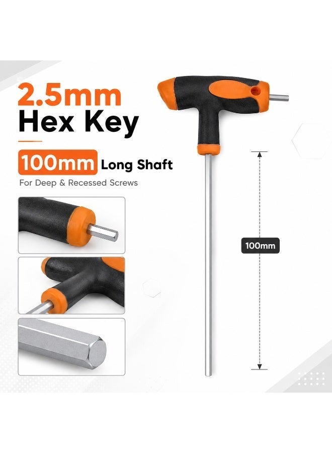 2.5mm T-Handle Hex Key, 100mm Long Shaft Allen Wrench With Comfort Grip Handle For Furniture Assembly, Bicycle Repair, DIY & Home Maintenance - Image 2