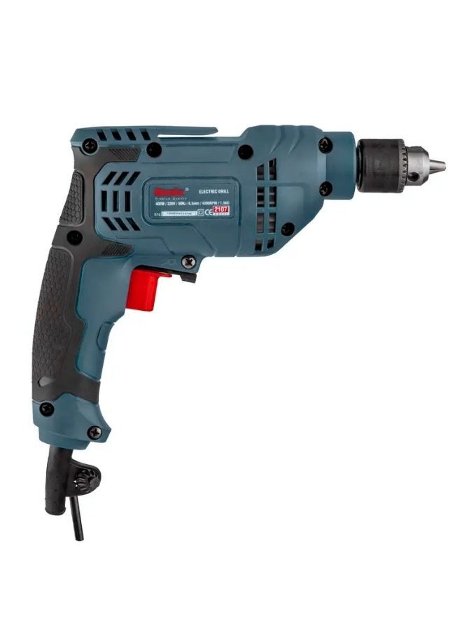 Ronix Electric Drill 400W | 6.5mm Keyed Chuck | 4300 RPM Variable Speed | Forward & Reverse | 10mm Steel / 20mm Wood Drilling | Overload Protection | German Engineering # Ronix 2107 - Image 2