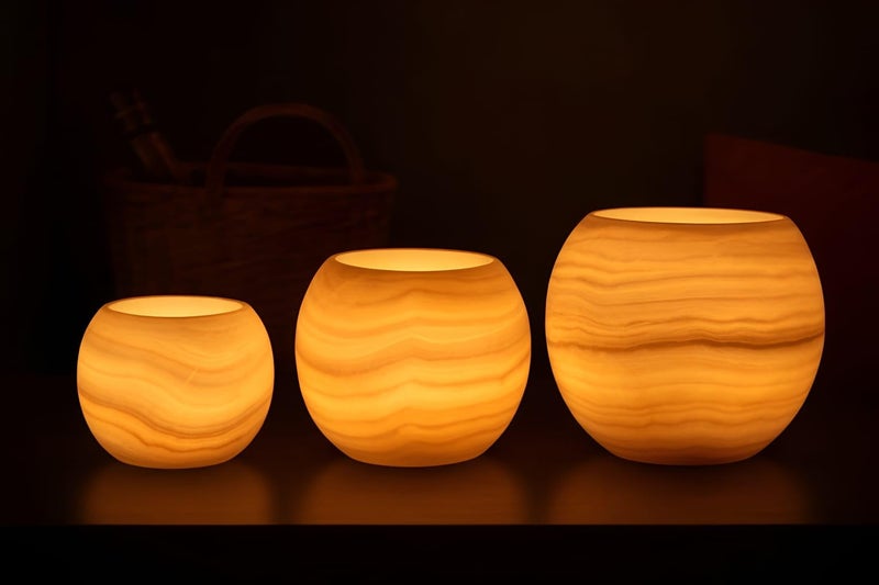 Egyptian Alabaster Single Candle Holder, Perfect for Compressed Candles, Natural Stone Calms Nerves and Enhances the Luxury of Your Home Decor with a Sophisticated Touch.(Small) - Image 1