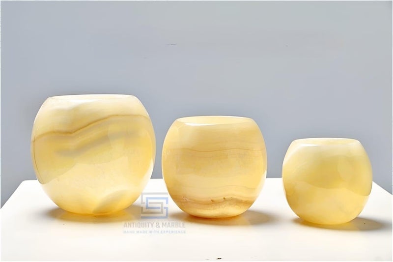 Egyptian Alabaster Single Candle Holder, Perfect for Compressed Candles, Natural Stone Calms Nerves and Enhances the Luxury of Your Home Decor with a Sophisticated Touch.(Small) - Image 4