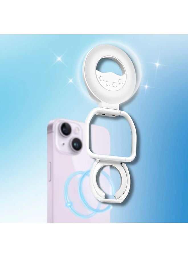 ضوء حلقة سيلفي مغناطيسي أبيض مع حامل قابلة للشحن محمولة للفيديوهات والمدونات المرئية - Image 1