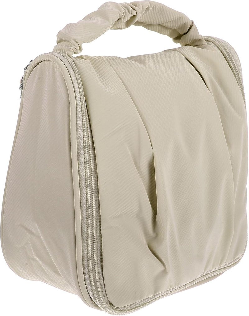 Large Capacity Waterproof Travel Toiletry Bag for Makeup with Handle, Beige Cosmetic Organizer Pouch for Women’s Makeup Accessories and Toiletries - Image 1