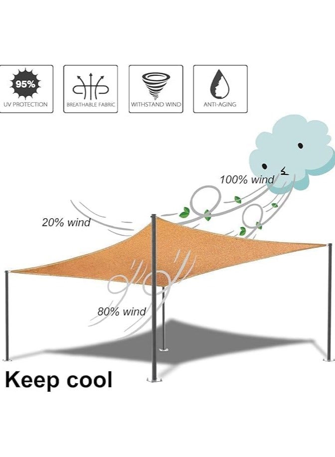 LINGWEI شراع ظل الشمس 3x4م، 6x4م مستطيل مع مجموعة أدوات من الفولاذ المقاوم للصدأ وملحقات التركيب - Image 3
