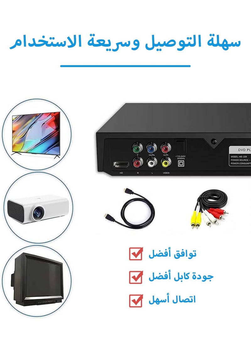 LEOKOR - External CD/DVD Drive,DVD Player,HDMI DVD Player Home,DVD CD Disc Player Digital,Multimedia Player AV Output,with Remote Control and USB/MIC/RCA/HDMI Connection,Support NTSC/PAL System - Image 1