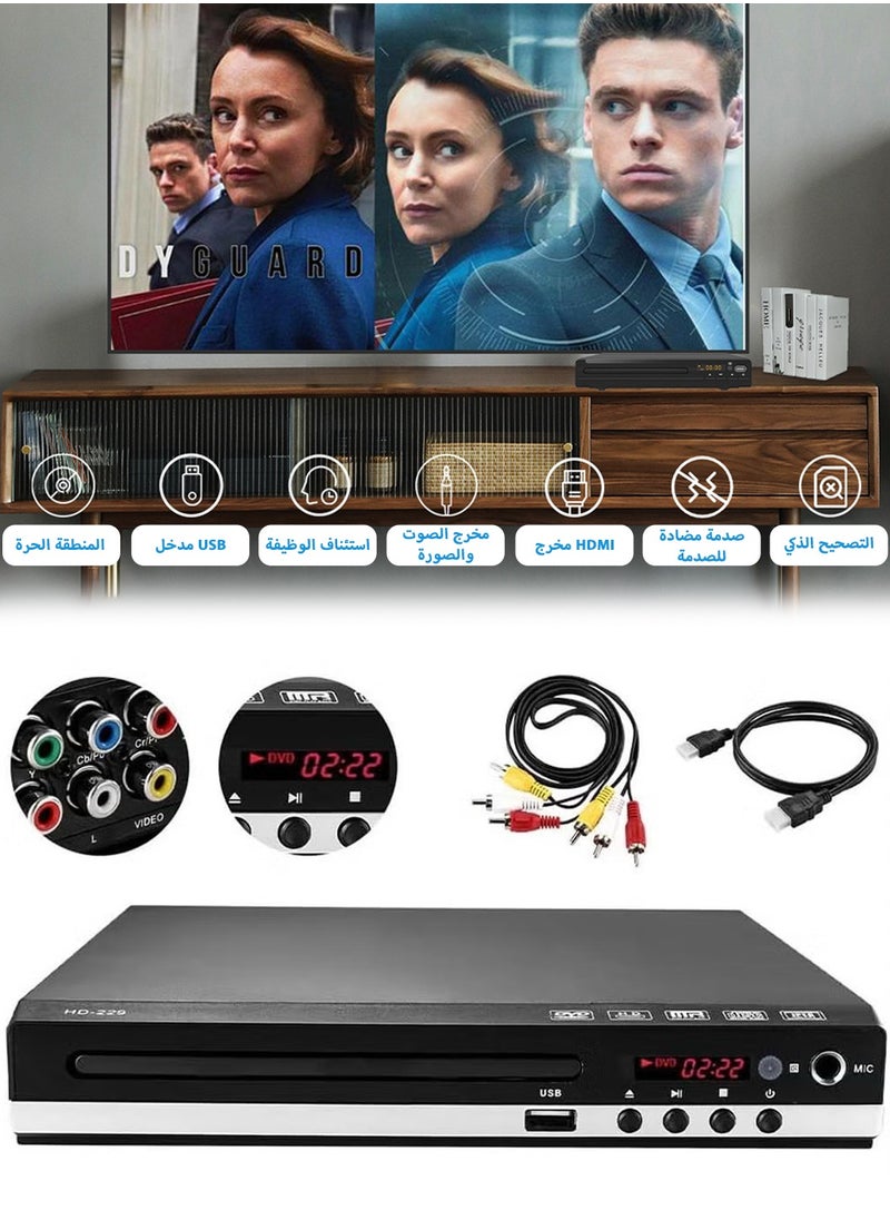 LEOKOR - External CD/DVD Drive,DVD Player,HDMI DVD Player Home,DVD CD Disc Player Digital,Multimedia Player AV Output,with Remote Control and USB/MIC/RCA/HDMI Connection,Support NTSC/PAL System - Image 1